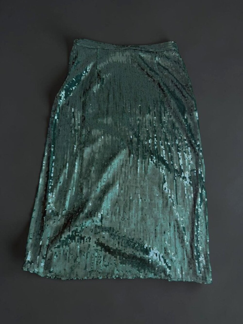 H&M Emerald Green Sequin Midi Skirt Size US 12